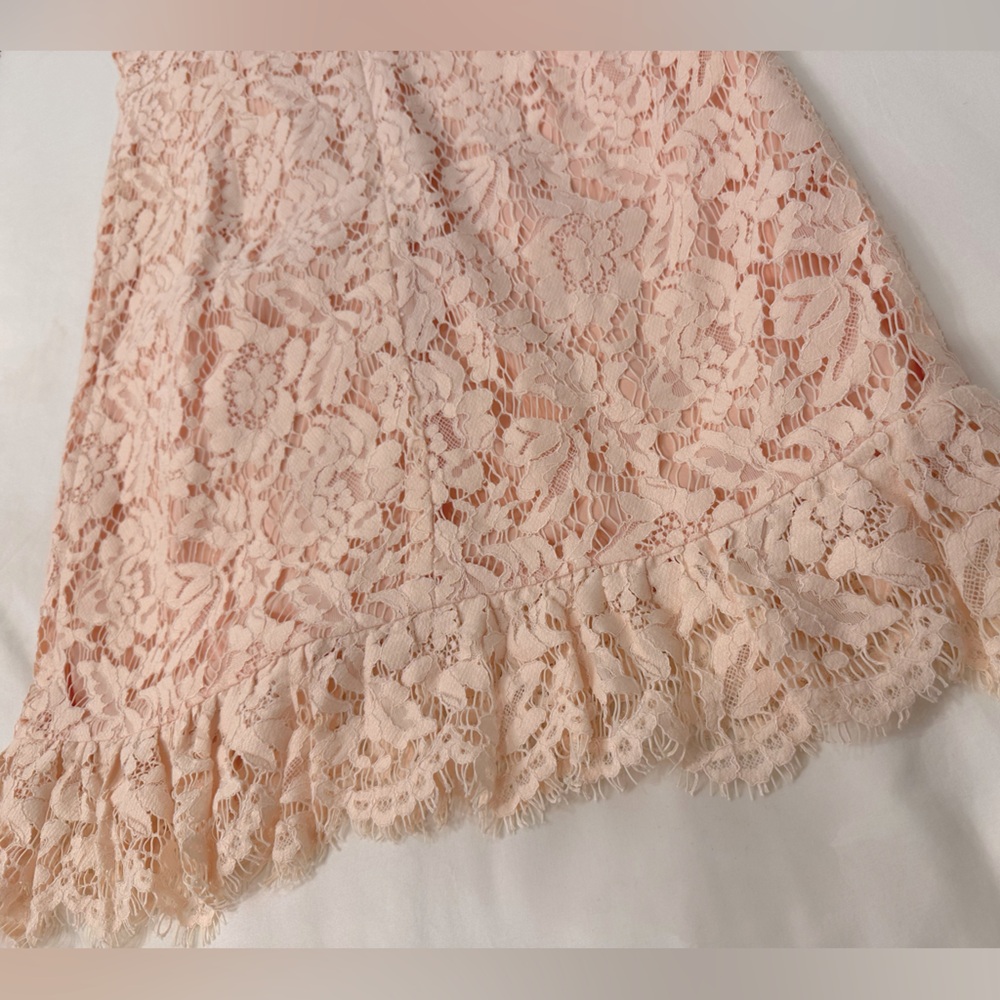 Revolve Aijek eyelash pink lace mini dress keyhole back - Picture 10 of 16